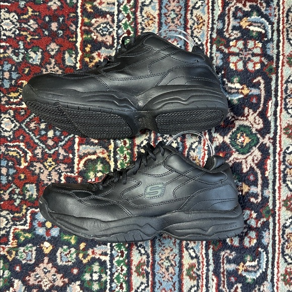 Skechers Keystone Black Leather Steel Toe Work Shoes Slip Resistant Men 9.5 - Picture 8 of 9